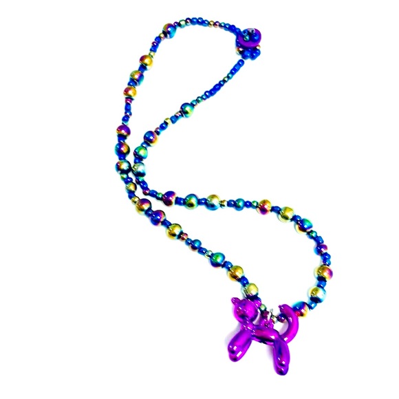 Purple Iridescent Toyland Balloon Kitty Cat Necklace - Picture 6 of 6